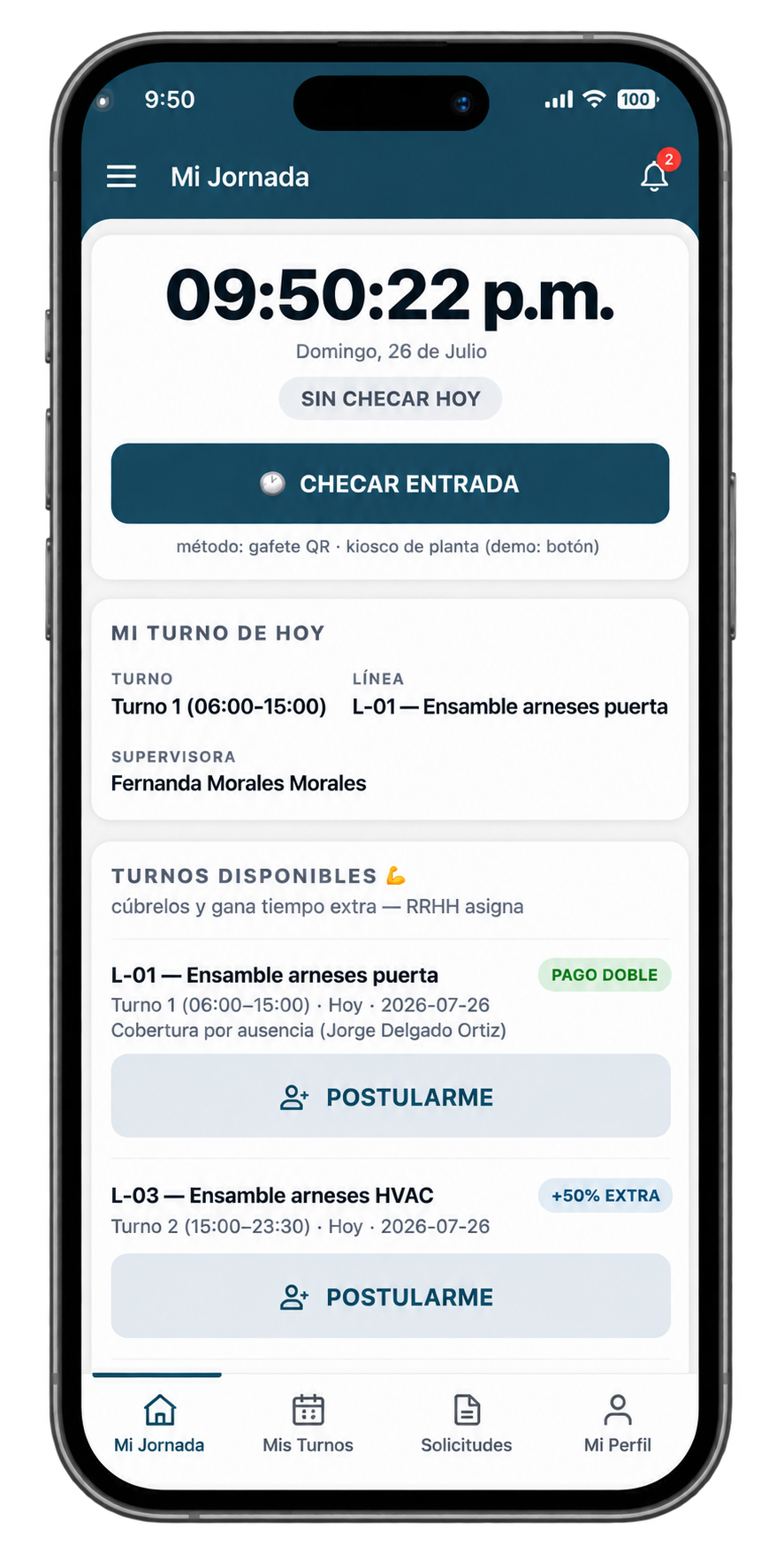 MaquilaCore — app de personal en celular